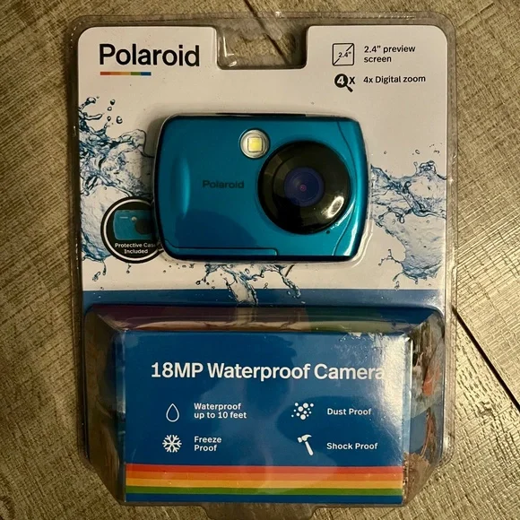 NEW - Polaroid 18MP Waterproof Camera Teal 4x Digital Zoom IE048 - Underwater - Picture 1 of 3